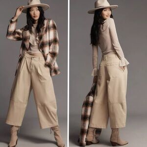 Maeve By Anthropologie Pleated Barrel-Leg Chino Pants In Soft Beige Size 6